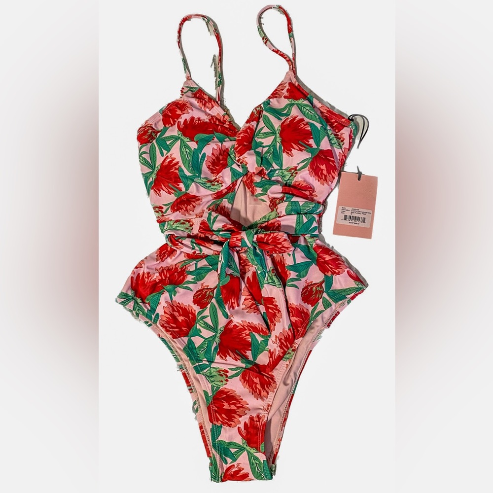 Juicy Couture | One Piece Swim | Medium, pink red ditsy floral, with tags